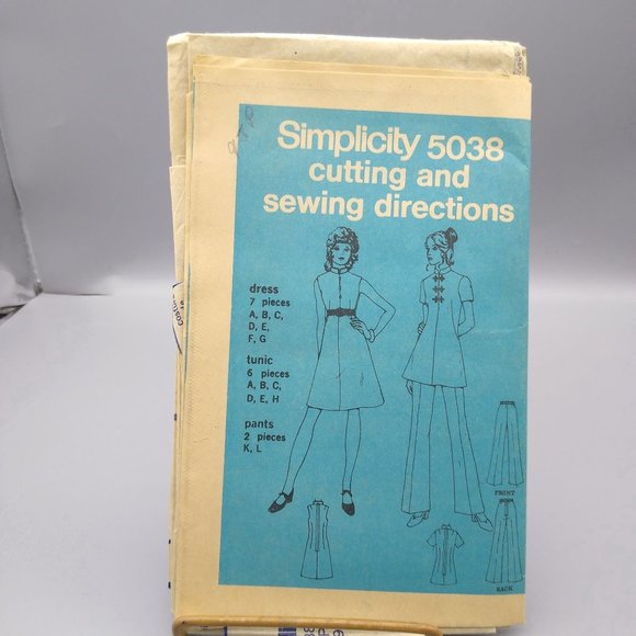 Vintage Sewing PATTERN Simplicity 5038, Misses 1972 Mandarin Collar Dress - Picture 1 of 1